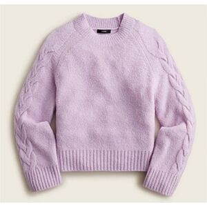 NWOT J.Crew Cashmere bouclé cable-sleeve sweater - purple